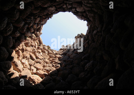 Dettaglio del Nuraghe Losa in Sardegna, Italia. Foto Stock