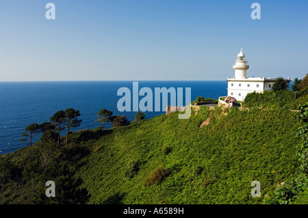 San Sebastian Bay Faro sulla scogliera Foto Stock