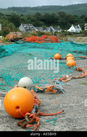 Le reti da pesca stabiliti nei pressi del porto di Carradale sul lato Est di Kintyre, Argyll, Scozia. Foto Stock