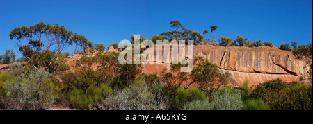 Panorama di roccia a Elachbutting nella riserva naturale del Western Australian Outback Foto Stock