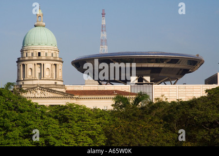 Vecchio e Nuovo Municipio e la nuova Corte Suprema Corte di Appello edifici Singapore Foto Stock