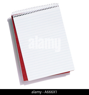 Un open rilegato a spirale notebook Foto Stock