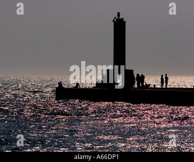 Holland Molo del Porto Tramonto Foto Stock