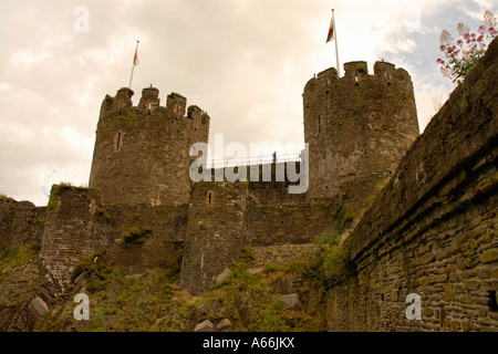 Conway vista città vista del castello, il Galles del Nord Foto Stock