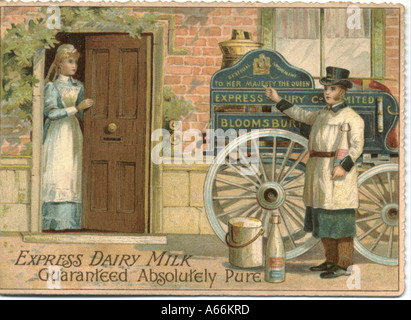 Scheda commerciale per esprimere al latte di circa 1890 Foto Stock