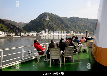 Crociera sul Reno in Germania vicino alla famosa Lorelei Foto Stock