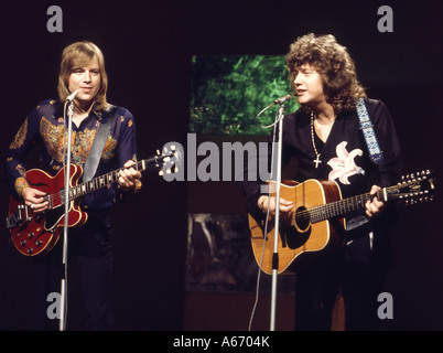 MOODY BLUES - Il gruppo britannico con Justin Hayward sinistra e John Lodge circa 1972 Foto Stock