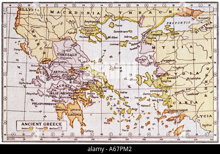 Mappa di Grecia antica Foto Stock