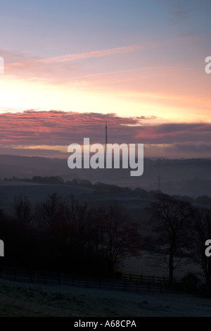 Emley Moor trasmettitore dalla collina Cockley Huddersfield West Yorkshire Foto Stock