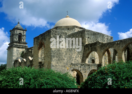 La missione di San Jose fondata nel 1720 dagli Spagnoli missionari francescani, San Antonio Missions National Park Texas TX Foto Stock