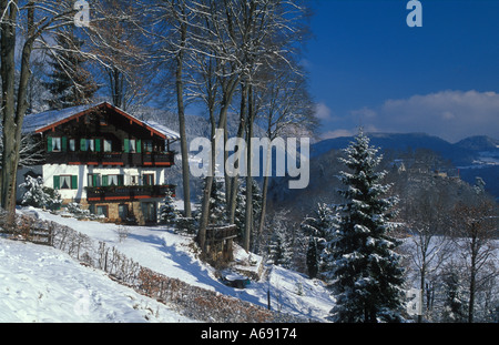 Rifugio alpino in inverno Berchtesgaden Baviera Germania Foto Stock