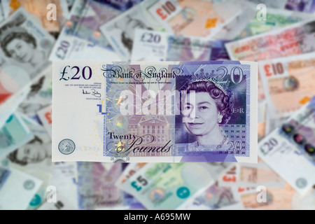 British new 2007 venti pound nota Foto Stock