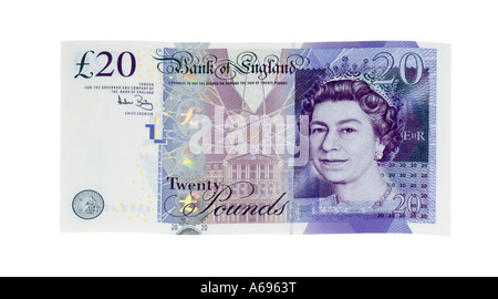 British new 2007 venti pound nota Foto Stock
