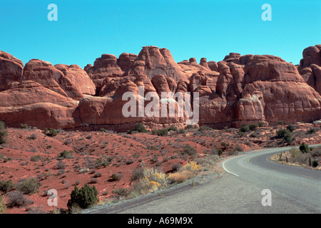 Formazioni di arenaria in Arches National Park nello Utah Stati Uniti d'America Foto Stock