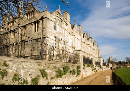 Merton College dal Dead Mans a piedi di Oxford, UK. Foto Stock