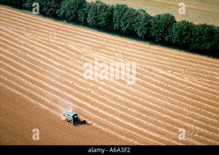 Vista aerea della mietitrebbia nel campo WILTSHIRE REGNO UNITO Foto Stock