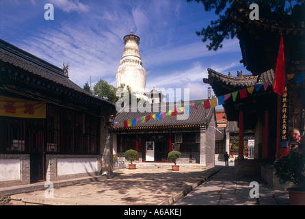 Cina, Shanxi, Taihuai, Wutai Shan, Tayuan Si, grande Dagoba bianco (da bai Ta) il Tibetano-stile dagoba rabboccato con tappo in bronzo Foto Stock