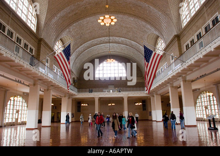 La Grande Hall, Ellis Island immigrazione Museum New York City NY USA Foto Stock