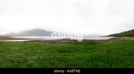 Vista panoramica di Ulva off The Isle of Mull, Argyll, costa ovest della Scozia, Regno Unito Foto Stock