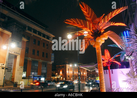 Palm tree al di fuori il razzo Club Broad Street Birmingham 2007 Foto Stock