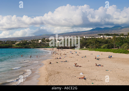 Hapuna Beach Park e il Hapuna Prince hotel resort sulla Costa di Kohala Isola di Hawaii Foto Stock