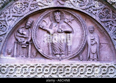 Dettaglio del duomo di San Rufino in Assisi Italia Foto Stock