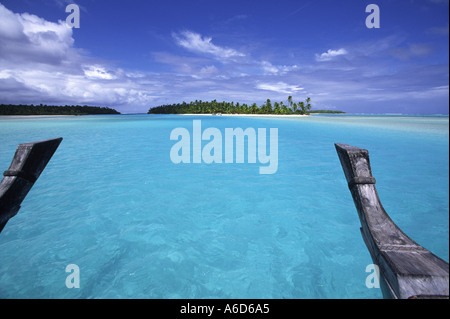 Un piede isola Tapuaetai Aitutaki Isole Cook Foto Stock