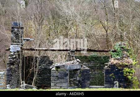 Cottage in rovina sulla A470 vicino Dolwyddelan Gwynedd North Wales UK GB Foto Stock