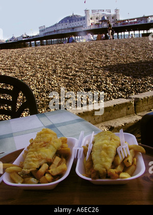 Il Brighton Pier pesce e patatine fritte Foto Stock