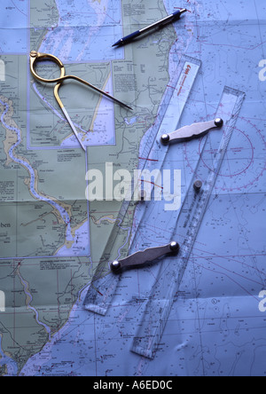 Grafico del Mare del Nord che mostra costa est di East Anglia Foto Stock