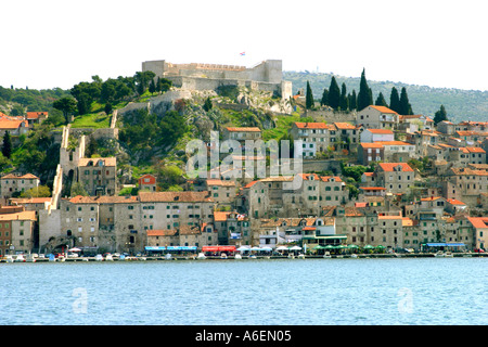 Citta di Sebenico e waterfront Croazia Foto Stock