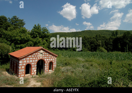 Nella piccola cappella in prossimità del lago di Ohrid, ex Repubblica iugoslava di Macedonia Foto Stock