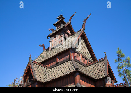 Doga chiesa nella sezione norvegese di Epcot Center, World Showcase, Disney World, a Orlando, Florida, Stati Uniti d'America Foto Stock
