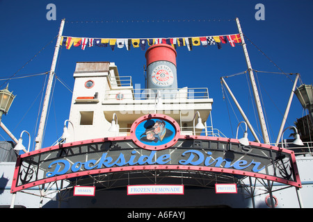 Min e fatture Dockside Diner, giù la barca Berlina, Disney MGM Studios Disney World, a Orlando, Florida, Stati Uniti d'America Foto Stock