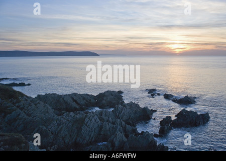 Sunset woolacombe bay Devon England Regno Unito immagine Foto Stock