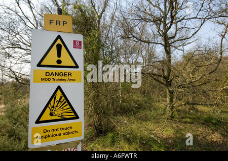 MOD segno sul comune Hankley Surrey UK Foto Stock