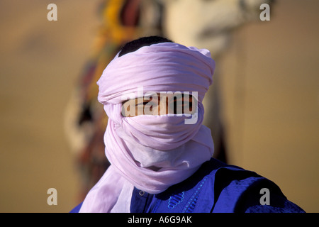 Il Tuareg con turbante, Libia Foto Stock