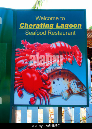 Lobster Pesce granchio Seafood restaurant sign Cherating Malaysia Foto Stock