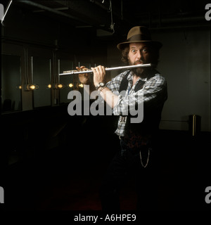 Ian Anderson dei Jethro Tull backstage presso il Teatro di Chicago in novembre 1991. Foto Stock