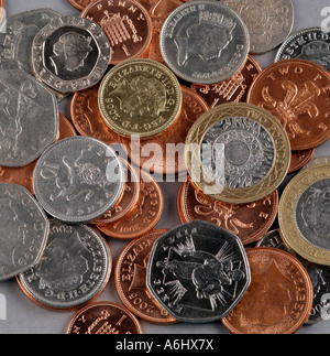 Denaro la valuta britannica delle monete in euro Foto Stock