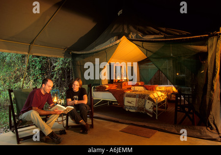 Matura in Tented Camp, Riserva di Mashatu, Nord blocco Thuli Botswana Foto Stock