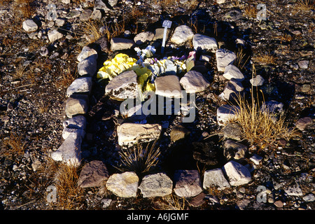 Grave sul cimitero nel villaggio inuit Siorapaluk, Danimarca Groenlandia, Avannaarsua, Siorapaluk Foto Stock