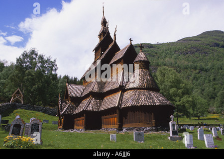 Borgund doga Chiesa, Norvegia, Fjordland, Borgund Foto Stock