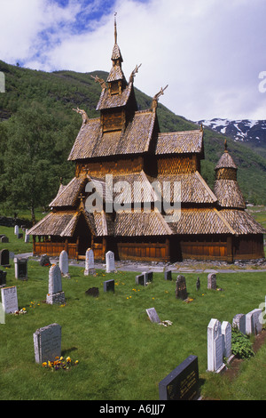 Borgund doga Chiesa, Norvegia, Fjordland, Borgund Foto Stock