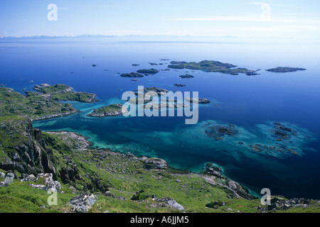 Vista Brurstolsundet da Ballstadheia, Norvegia Lofoten Foto Stock