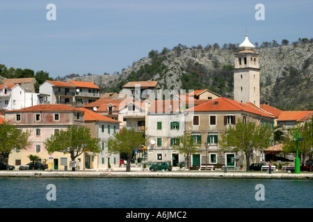 Città di Skradin Skradin waterfront Croazia Foto Stock