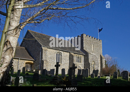 Chiesa parrocchiale di San Nicola, Bramber West Sussex. Costruito da Sir William de Braose nel 1073 Foto Stock