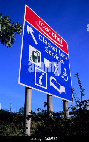 Clacket Lane Servizi cartello stradale sulla M25 Autostrada vicino a Sevenoaks Kent REGNO UNITO Foto Stock