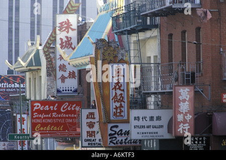 Scena di Chinatown di San Francisco in California Foto Stock