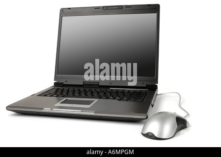 Computer portatile con un mouse Foto Stock